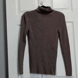 Relativity Taupe Ribbed Turtleneck Sweater